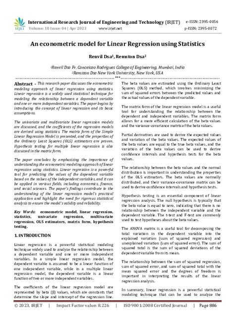 Image result for Econometric Regression Model Example