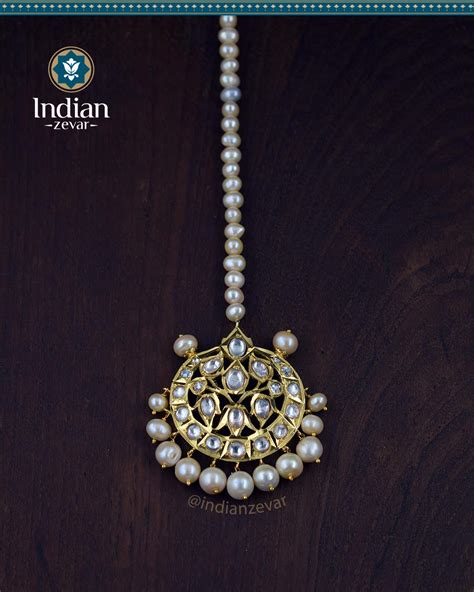 Exquisite Beauty: Hyderabadi Jadau Maang Tikka (Silver, Moissanite ...