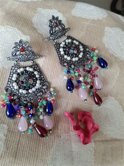 MULTI COLOUR AMAYA OXIDISED DANGLER – My Store