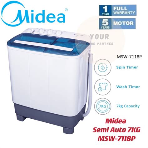 Image result for Midea Semi Auto Washing Machine
