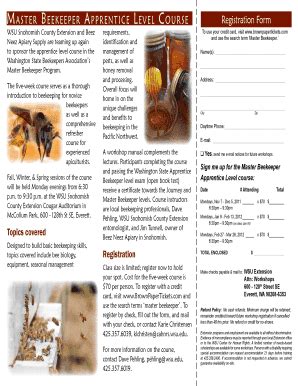 Fillable Online beginningfarmers Beekeeper apprentice Leve L co u r s e ...