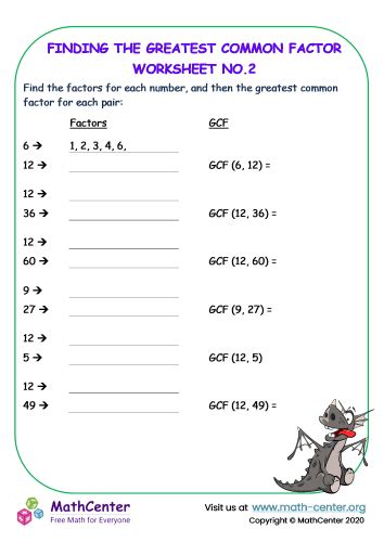 Image result for Finding GCF Worksheet