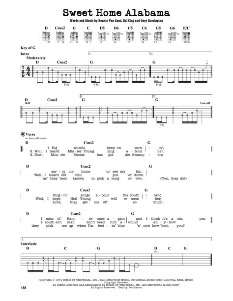 Alabama Guitar Chords Sweet Home Alabama Guitar Chords By Lynyrd