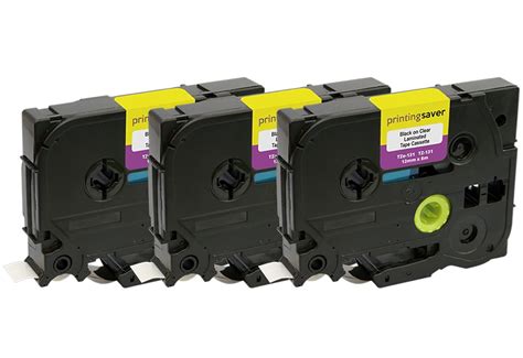 3 Compatible TZe-131 TZ-131 12 mm x 8 m Black on Clear Laminated Tapes ...