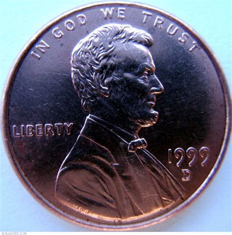 1 Cent 1999 D, Cent, Lincoln Memorial (1959-2008) - United States of ...