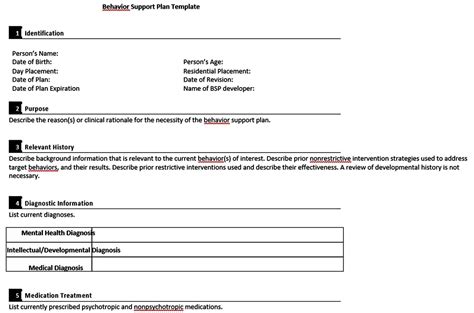 Behavior Support Plan Template 的图像结果
