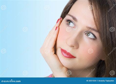 Portrait Pretty Girl Look Up Stock Photo - Image of allure, lovely: 2031554