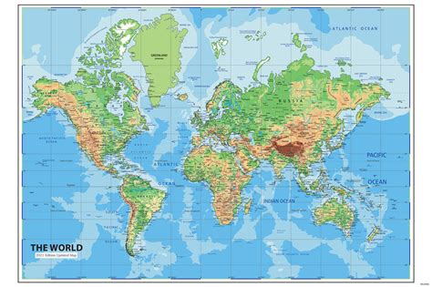 Buy Walls and Murals World Wallpaper, Ship Routes, Major Cities, Water ...