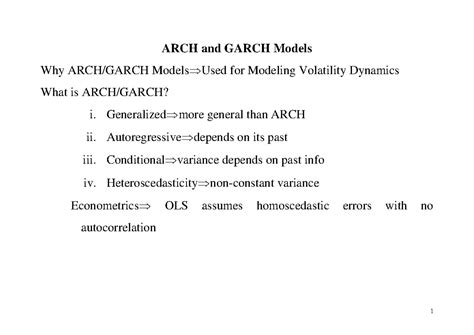 ARCH and Garch Models - Mideling in econometrics - ARCH and GARCH ...
