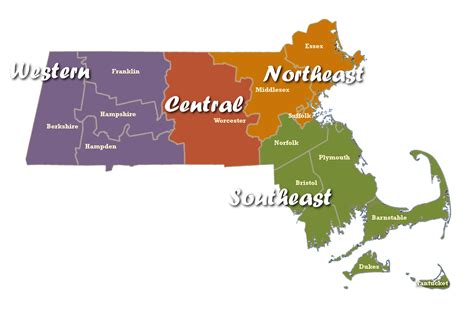 Massachusetts Regions & Counties Map – Go2.Guide