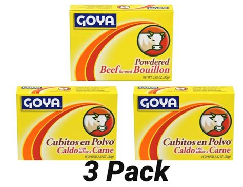 3 Goya Beef Flavored Powdered Bouillon /Cubitos-Polvo-Beef 2.82 oz (3 ...