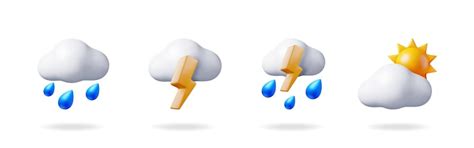 3d weather forecast icon collection | Premium Vector