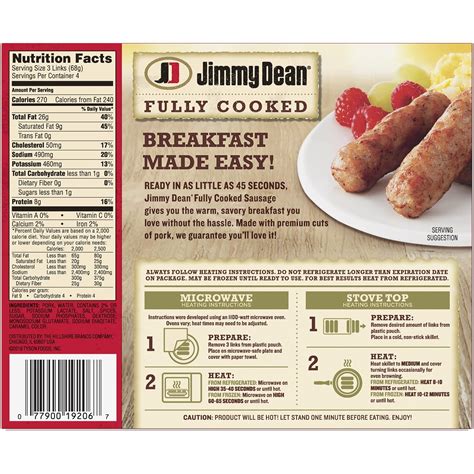 Jimmy Dean Breakfast Sausage Links Nutrition Facts at Samuel Mcbride blog