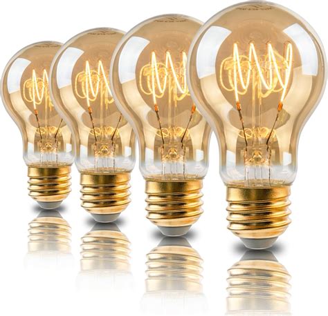 Wesome Lighting Warm LED Edison Light Bulbs, A19 4W Dimmable Vintage ...