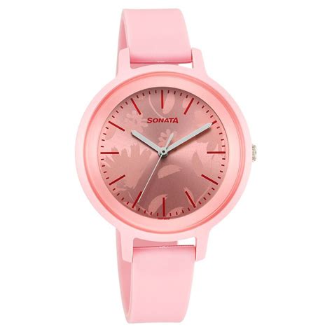 Buy Online Sonata Splash Quartz Analog Pink Dial Plastic Strap Watch ...