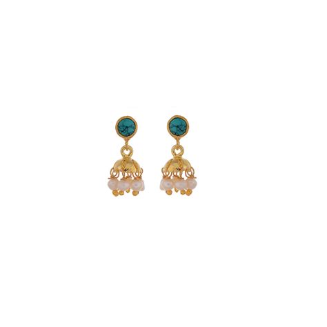 Buy Small Gold Jhumki Hand Made in Sterling Silver With Pearl Earrings ...