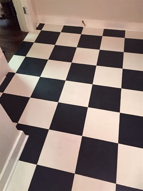 Checkerboard floor painted with Old White and Graphite Chalk Paint ...