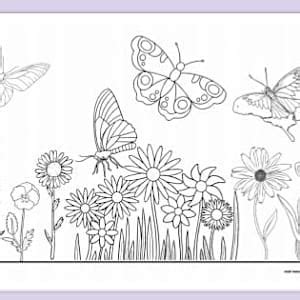 Flower and Butterfly Mindfulness Colouring Sheet- Twinkl