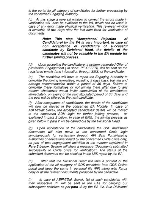 Corrigendum to SOP for GDS Online Engagement Process dated 21/03/2025