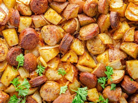 Fried Potatoes Onions and Smoke Polish Sausage - Sweet Pea's Kitchen