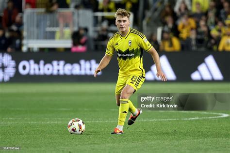 Aidan Morris of the Columbus Crew controls the ball during the match ...