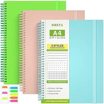 Spiral Notebook 8.5" x 11", 3 Styles Paper Set, 3 Subject Notebook ...