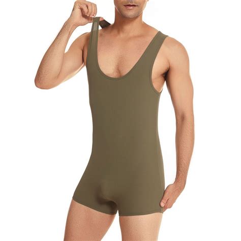 TMOYZQ Mens One Piece Swimsuit Athletic Fitness Jumpsuit Tummy Control ...