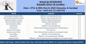 Aarti Industries – Walk‑In Interview Instrumentation Operation Officer ...