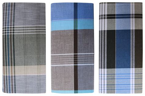 KIBS Lungi Men's Cotton Lungi (Multi-Coloured, Set of 3, 2.10 meter ...