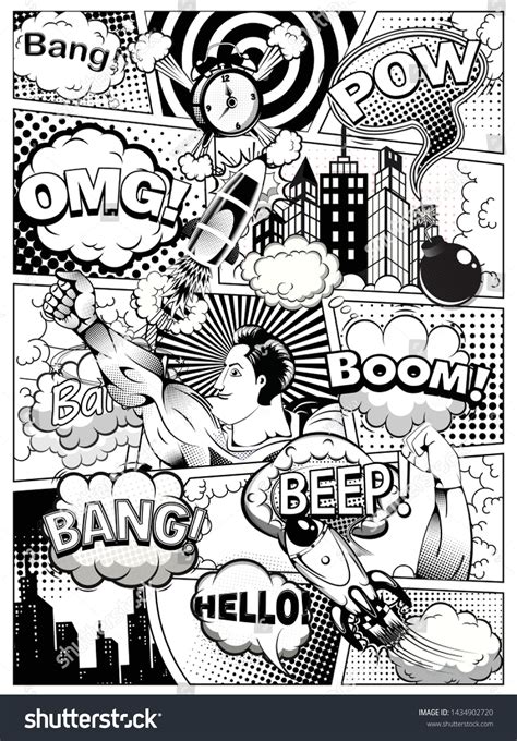 Superhero Comic Strip Black And White
