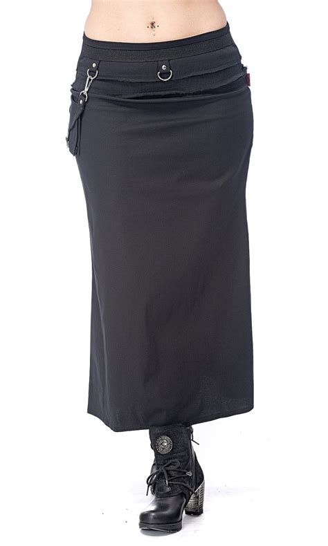 Langer Rock mit Tasche, Schlitz hinten - Queen of Darkness - Gothic ...