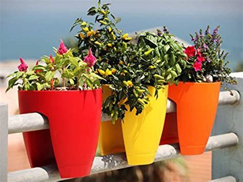 V L POLYMERS Railing Planter - Flower Pot, Balcony Garden Plant Planter ...
