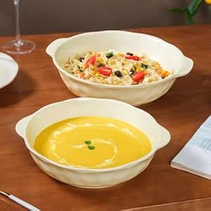 Nestasia Off-White Ceramic Serving Bowls Set of 2 | Microwave, Dishwash ...