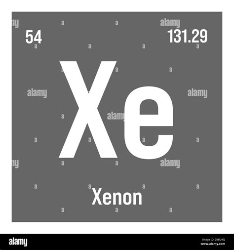 Xenon, Xe, periodic table element with name, symbol, atomic number and ...