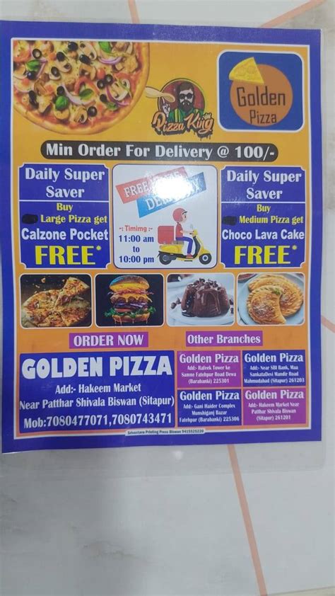 Menu at Golden Pizza, Biswan