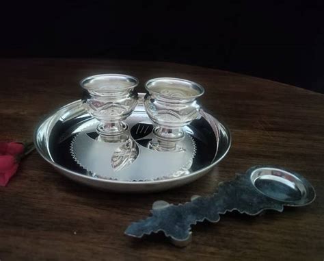 Silver Plated Pooja Thali: Buy Silver Plate for Pooja Online in India ...
