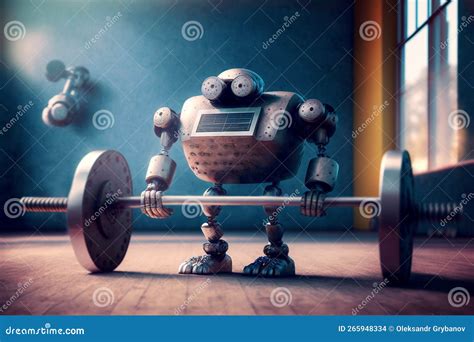 A Robot Lifts the Bar at the Gym Stock Illustration - Illustration of future, training: 265948334