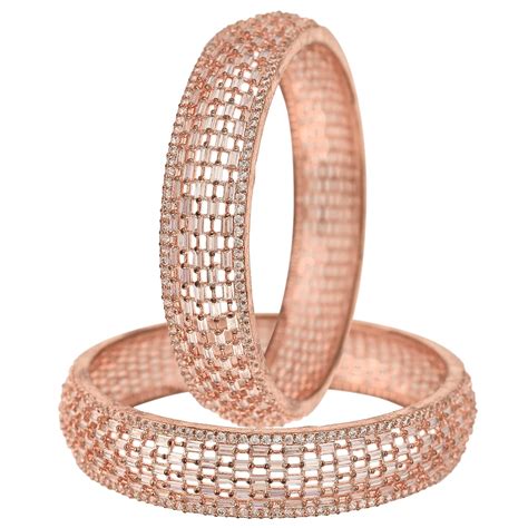 Buy Ratnavali Jewels Rose Gold Plated White American Diamond CZ ...