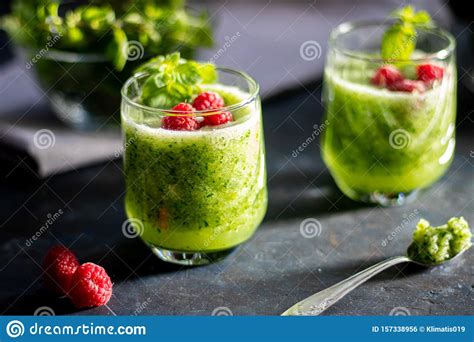 Diet Drink, Smoothie. Green Color. Body Cleansing Stock Photo - Image ...