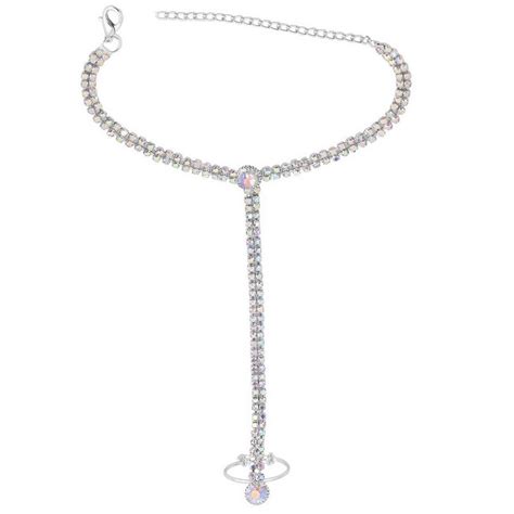 Buy Vama Fashions Silver Plated Stone Finger Ring Bracelet With Chain ...