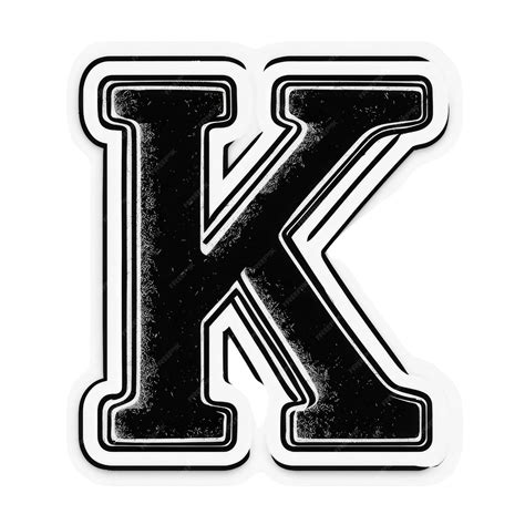 Black and White Letter K with Distressed Texture and White Border | Premium AI-generated PSD