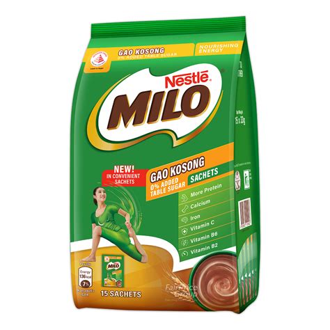 Milo Chocolate Malt Drink Powder with Milk - Gao Kosong (Sachet) | NTUC ...