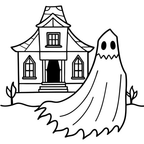 Halloween ghost house coloring pages 51713370 Vector Art at Vecteezy