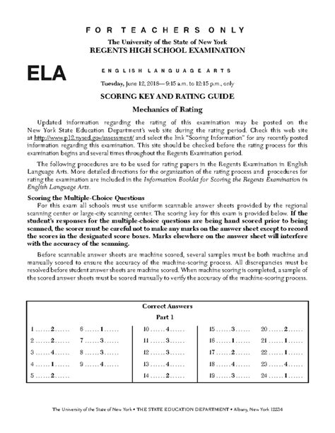 Regents Exam in ELA Rating Guide - June 2023 - Studocu