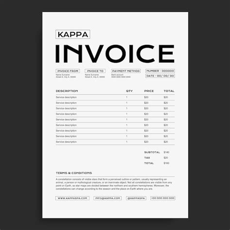 Modern kappa spa invoice template | Free Vector