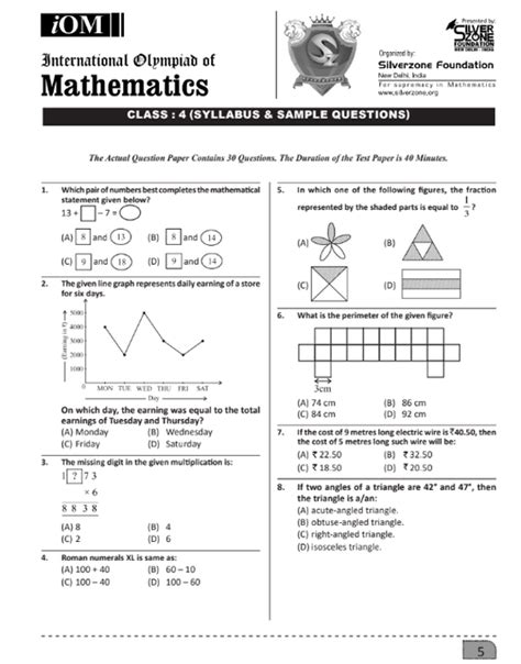 Class 4 Study Material – tagged "Maths sample papers" – Olympiad tester