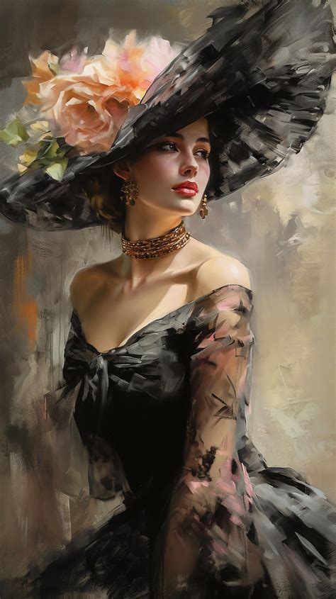 Vintage Woman in Large Hat Instant Digital Download printable Victorian ...