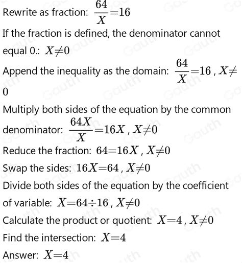 Solved: 64/ ......=16 [algebra]