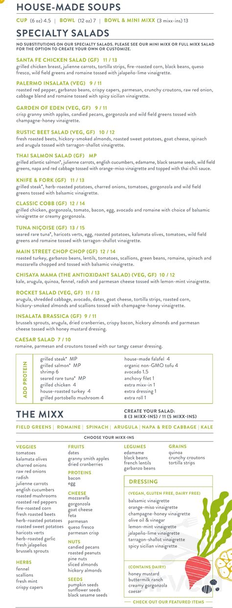 The Mixx - Country Club Plaza menu in Kansas City, Missouri, USA