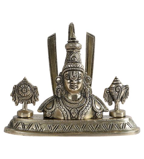Shankh Chakra Namah with Balaji Brass Idol, Brass Balaji Statue – Two ...